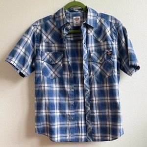 Dickies Short Sleeve Pearl Snap Button Plaid Shirt